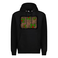 Black christmas plaid leopard mistletoe background Premium Hoodie - BarkalooDesign