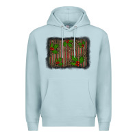 Blue Mist christmas plaid leopard mistletoe background Premium Hoodie - BarkalooDesign