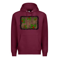 Burgundy christmas plaid leopard mistletoe background Premium Hoodie - BarkalooDesign