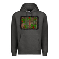 Charcoal Heather christmas plaid leopard mistletoe background Premium Hoodie - BarkalooDesign