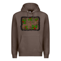 Coffee christmas plaid leopard mistletoe background Premium Hoodie - BarkalooDesign