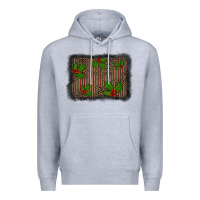 Heather Grey christmas plaid leopard mistletoe background Premium Hoodie - BarkalooDesign