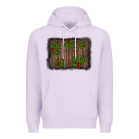 Lilac christmas plaid leopard mistletoe background Premium Hoodie - BarkalooDesign