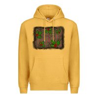 Mustard christmas plaid leopard mistletoe background Premium Hoodie - BarkalooDesign