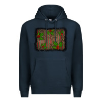 Navy christmas plaid leopard mistletoe background Premium Hoodie - BarkalooDesign
