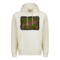 Oatmeal Heather christmas plaid leopard mistletoe background Premium Hoodie - BarkalooDesign