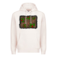 Pale Pink christmas plaid leopard mistletoe background Premium Hoodie - BarkalooDesign