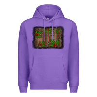 Purple christmas plaid leopard mistletoe background Premium Hoodie - BarkalooDesign