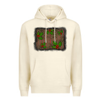 Sandshell christmas plaid leopard mistletoe background Premium Hoodie - BarkalooDesign
