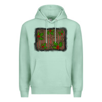 Seafoam christmas plaid leopard mistletoe background Premium Hoodie - BarkalooDesign