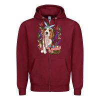 Burgundy Easter Beagle Zipper Hoodie - RanaPortraitStore
