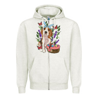 Oatmeal Heather Easter Beagle Zipper Hoodie - RanaPortraitStore