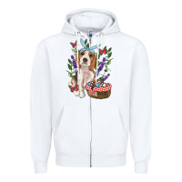White Easter Beagle Zipper Hoodie - RanaPortraitStore