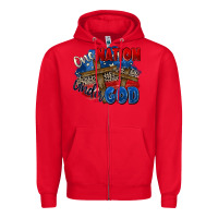 Red one nation under god Zipper Hoodie - Zillion Design Studio