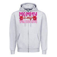 Heather Grey mommy is valentine Zipper Hoodie - texasbilliewilder