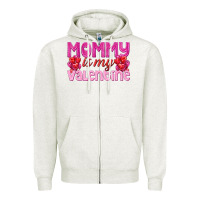 Oatmeal Heather mommy is valentine Zipper Hoodie - texasbilliewilder