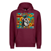 Burgundy Aztec Sunflowers Horse Premium Hoodie - LillyAllenDesigns