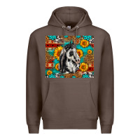 Coffee Aztec Sunflowers Horse Premium Hoodie - LillyAllenDesigns
