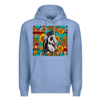 Colony Blue Aztec Sunflowers Horse Premium Hoodie - LillyAllenDesigns