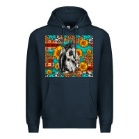 Navy Aztec Sunflowers Horse Premium Hoodie - LillyAllenDesigns