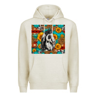 Oatmeal Heather Aztec Sunflowers Horse Premium Hoodie - LillyAllenDesigns