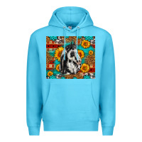 Ocean Blue Aztec Sunflowers Horse Premium Hoodie - LillyAllenDesigns