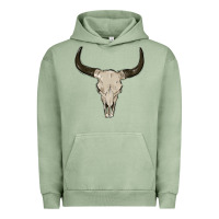 Pigment Oil Green cow skul Urban Hoodie - MaliasSmallBusiness