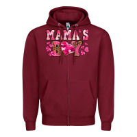 Burgundy valentines day mamas boy Zipper Hoodie - texasbilliewilder