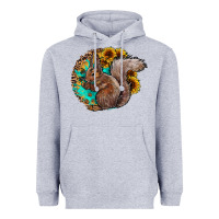 Heather Grey western squirrel with sunflowers Heavyweight Hoodie - CowhideDigitalArt