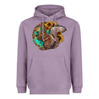 Lavender western squirrel with sunflowers Heavyweight Hoodie - CowhideDigitalArt