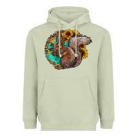 Matcha western squirrel with sunflowers Heavyweight Hoodie - CowhideDigitalArt