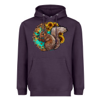 Plum western squirrel with sunflowers Heavyweight Hoodie - CowhideDigitalArt