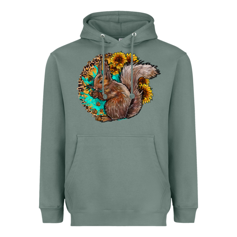Western Squirrel With Sunflowers Heavyweight Hoodie by CowhideDigitalArt | Teevron