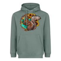 Sage western squirrel with sunflowers Heavyweight Hoodie - CowhideDigitalArt