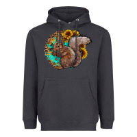 Smoke western squirrel with sunflowers Heavyweight Hoodie - CowhideDigitalArt