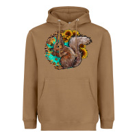 Toasted Coconut western squirrel with sunflowers Heavyweight Hoodie - CowhideDigitalArt