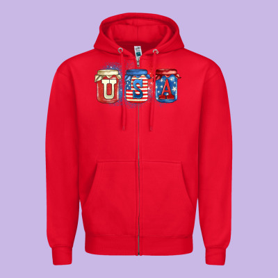 Usa Mason Jars Zipper Hoodie Designed By Zillion Design Studio
