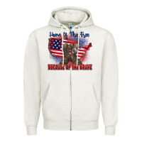 Oatmeal Heather home of the free because of the brave Zipper Hoodie - Zillion Design Studio