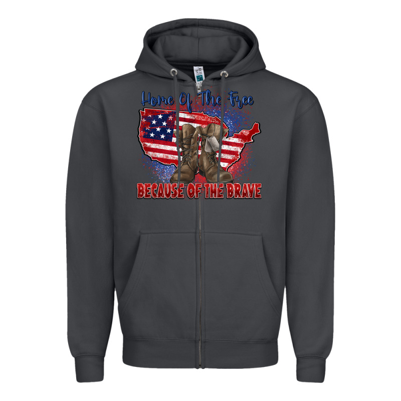 Home Of The Free Because Of The Brave Zipper Hoodie by Zillion Design Studio | Teevron