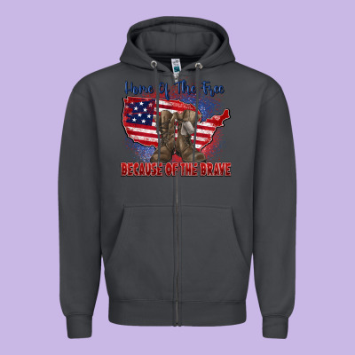 Home Of The Free Because Of The Brave Zipper Hoodie Designed By Zillion Design Studio