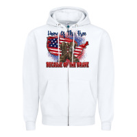 White home of the free because of the brave Zipper Hoodie - Zillion Design Studio