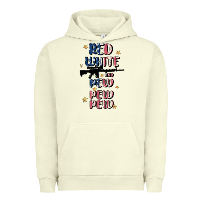 Red White And Pew Pew Pew Urban Hoodie by MaliasSmallBusiness | Teevron