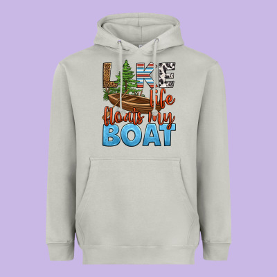 Lake Life Floats My Boat Heavyweight Hoodie Designed By Hra Design Shop