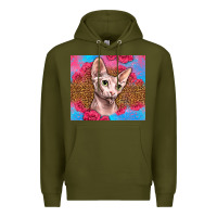 Army Green Western Sphynx Cat Premium Hoodie - LillyAllenDesigns