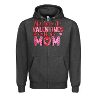 Charcoal Heather my favorite valentine call me mom Zipper Hoodie - texasbilliewilder