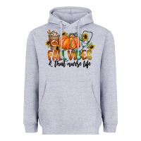 Heather Grey fall vibes and that nurse life Heavyweight Hoodie - CowhideDigitalArt