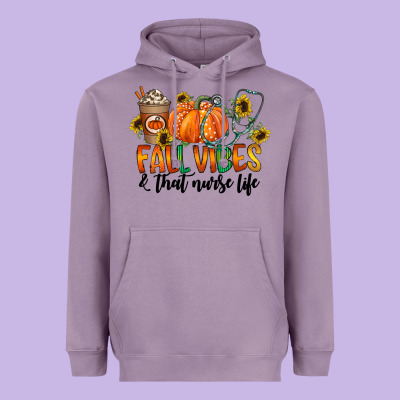 Fall Vibes And That Nurse Life Heavyweight Hoodie Designed By Cowhidedigitalart