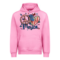 Fuchsia Pink peace love 'merica Urban Hoodie - MaliasSmallBusiness