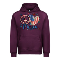 Mauve Wine peace love 'merica Urban Hoodie - MaliasSmallBusiness