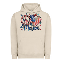 Pigment French Oak peace love 'merica Urban Hoodie - MaliasSmallBusiness